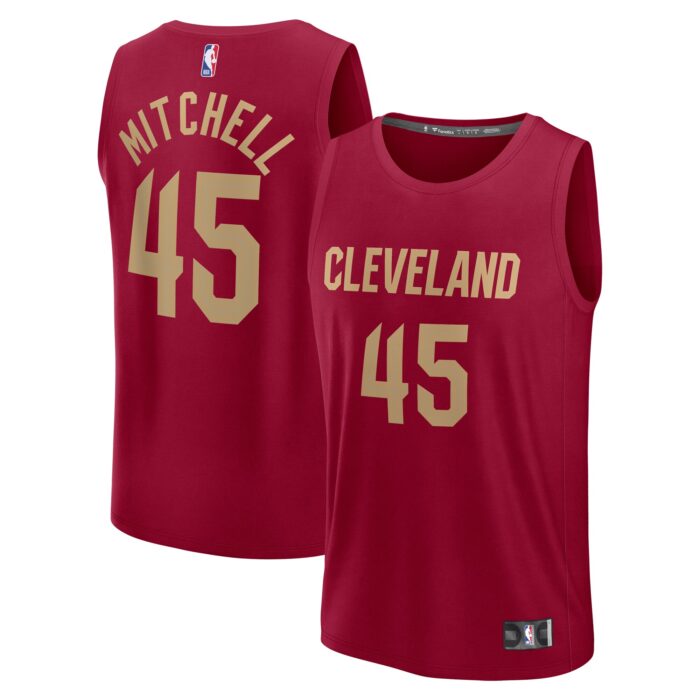 Youth Cleveland Cavaliers Donovan Mitchell Fanatics Wine Fast Break Player Jersey – Icon Edition