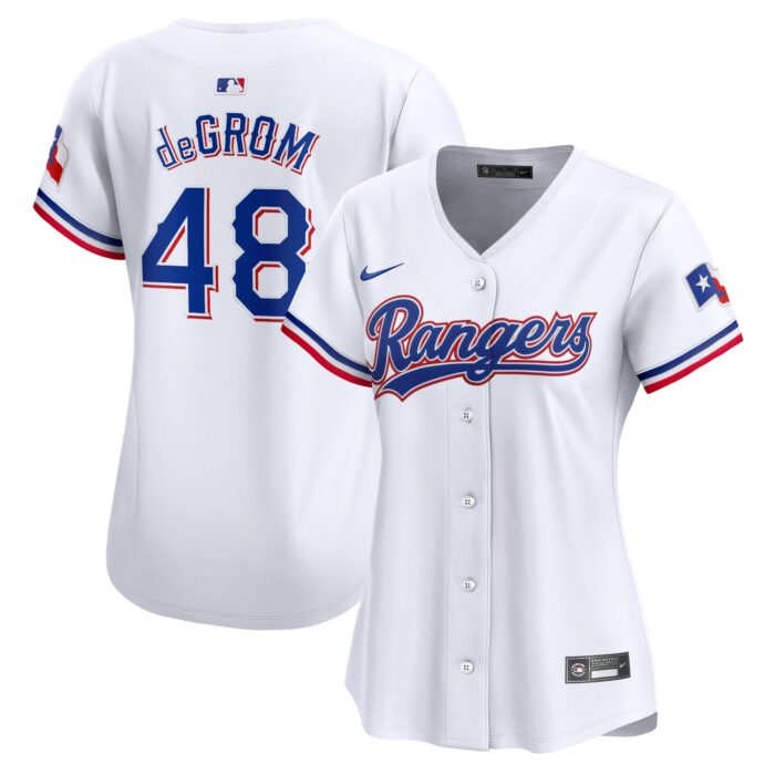Women’s Texas Rangers Jacob deGrom Nike White Home Limited Player Jersey