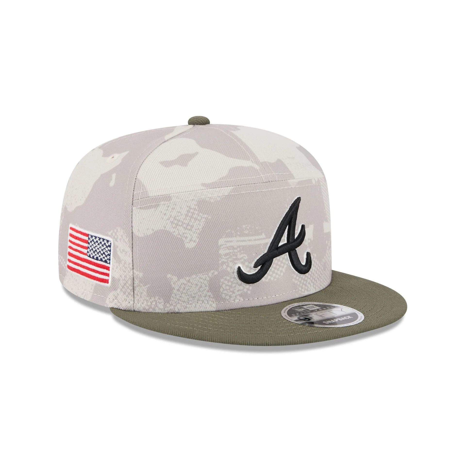 Atlanta Braves Armed Forces Day 2025 Split Panel 9FIFTY Snapback Hat
