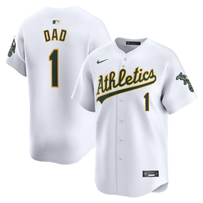 Men’s Oakland Athletics Nike White #1 Dad Home Limited Jersey