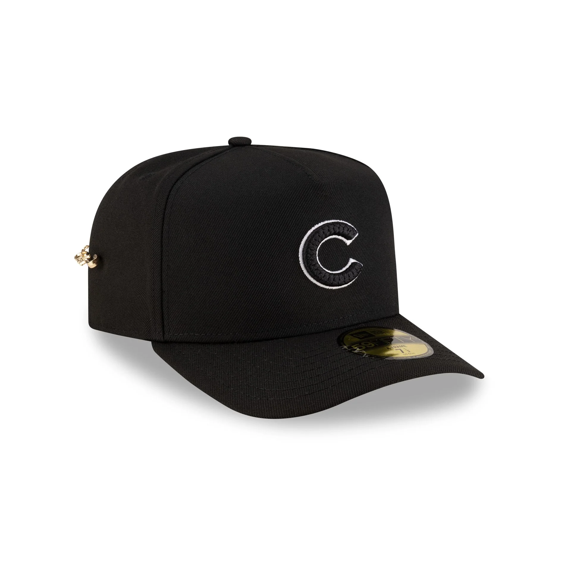 Chicago Cubs Black Script Safety Pin 59FIFTY A-Frame Fitted Hat