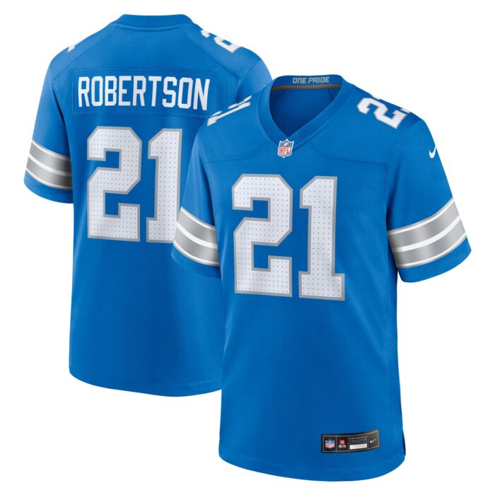 Men’s Detroit Lions Amik Robertson Nike Blue Game Jersey