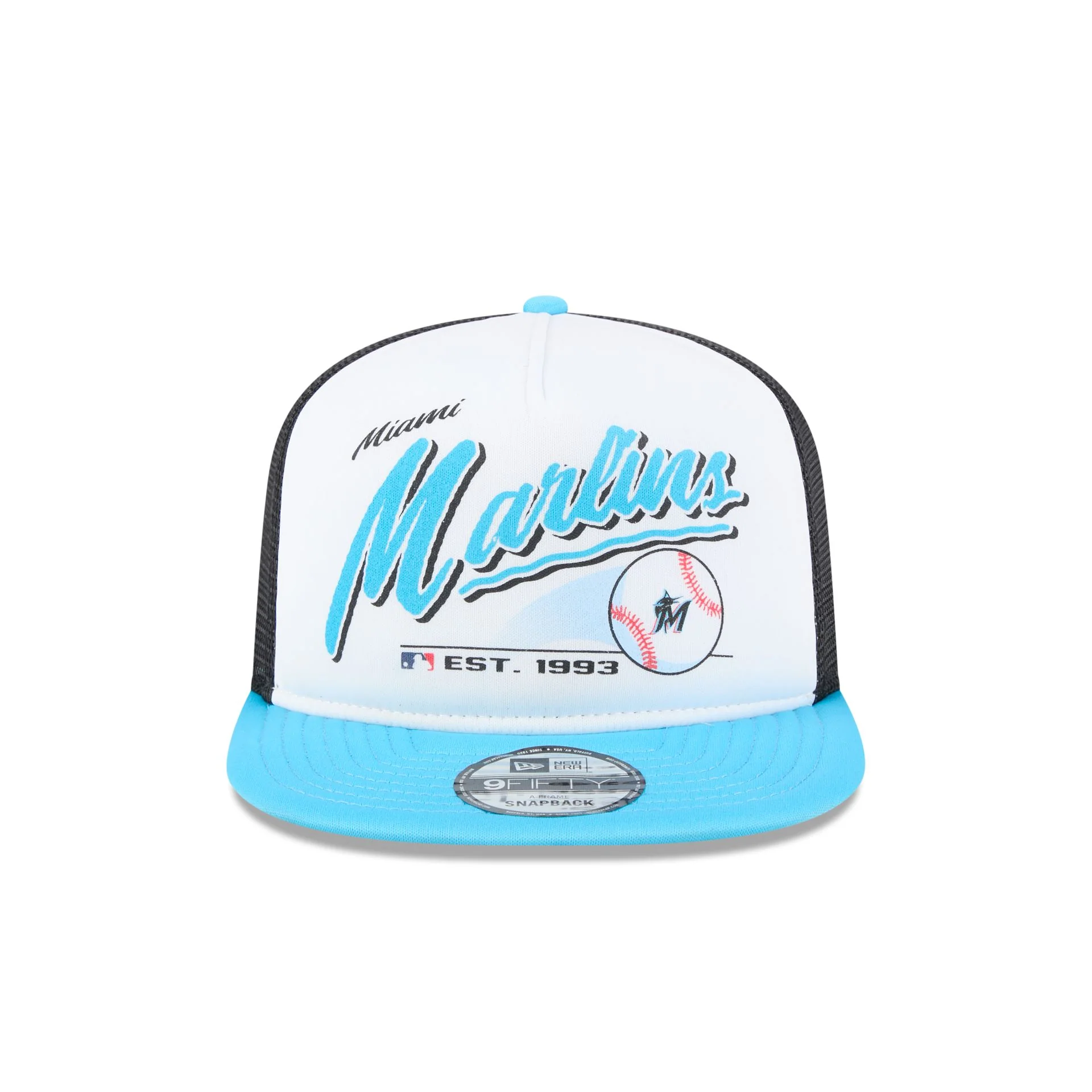 Miami Marlins Retro Script 9FIFTY A-Frame Trucker Hat