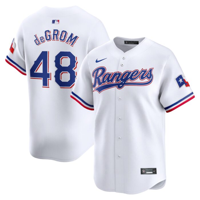 Men’s Texas Rangers Jacob deGrom Nike White Home Limited Player Jersey