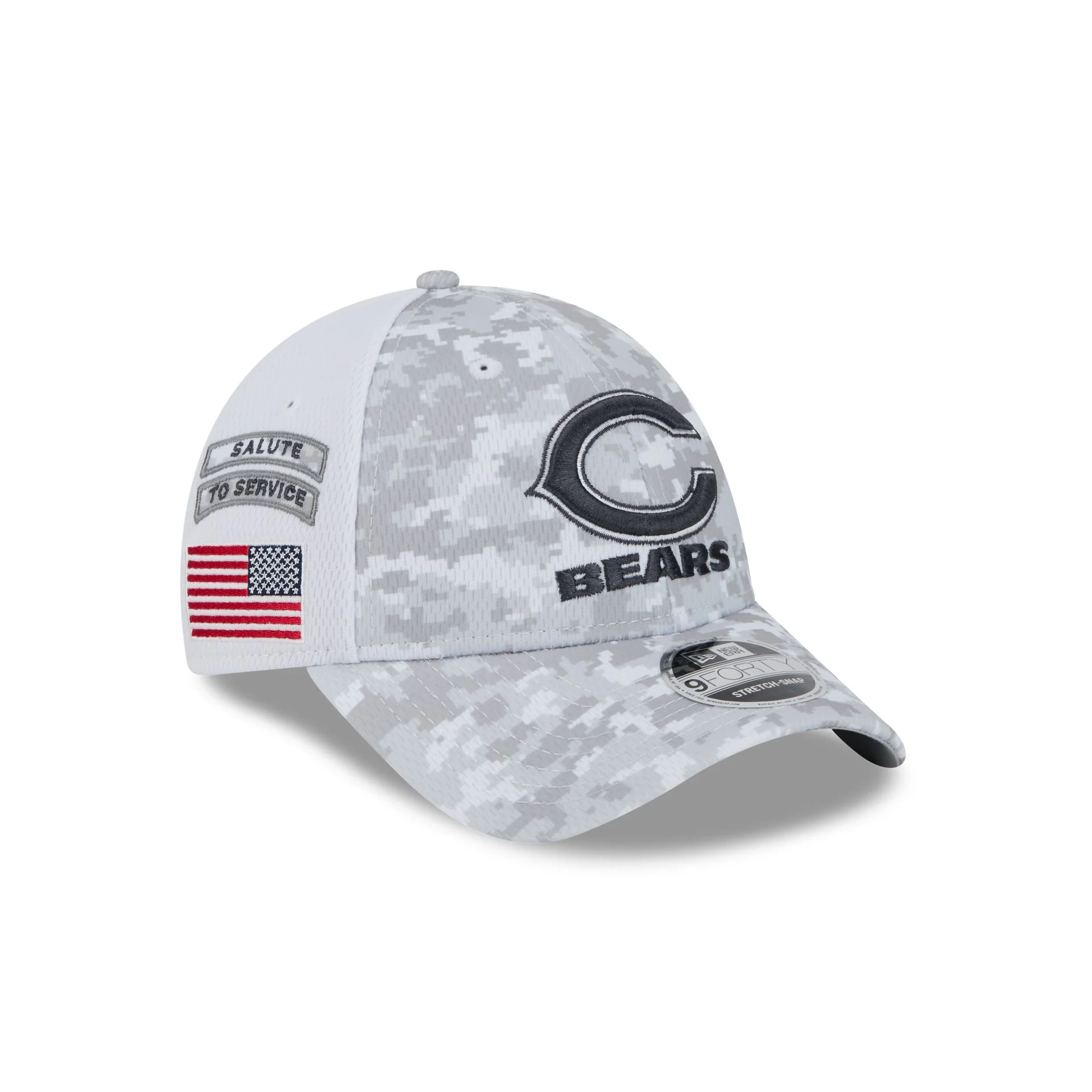 Chicago Bears 2024 Salute to Service 9FORTY Stretch-Snap Hat