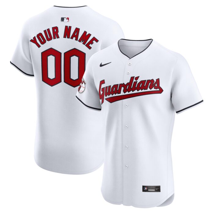 Men’s Cleveland Guardians Nike White Home Elite Custom Jersey