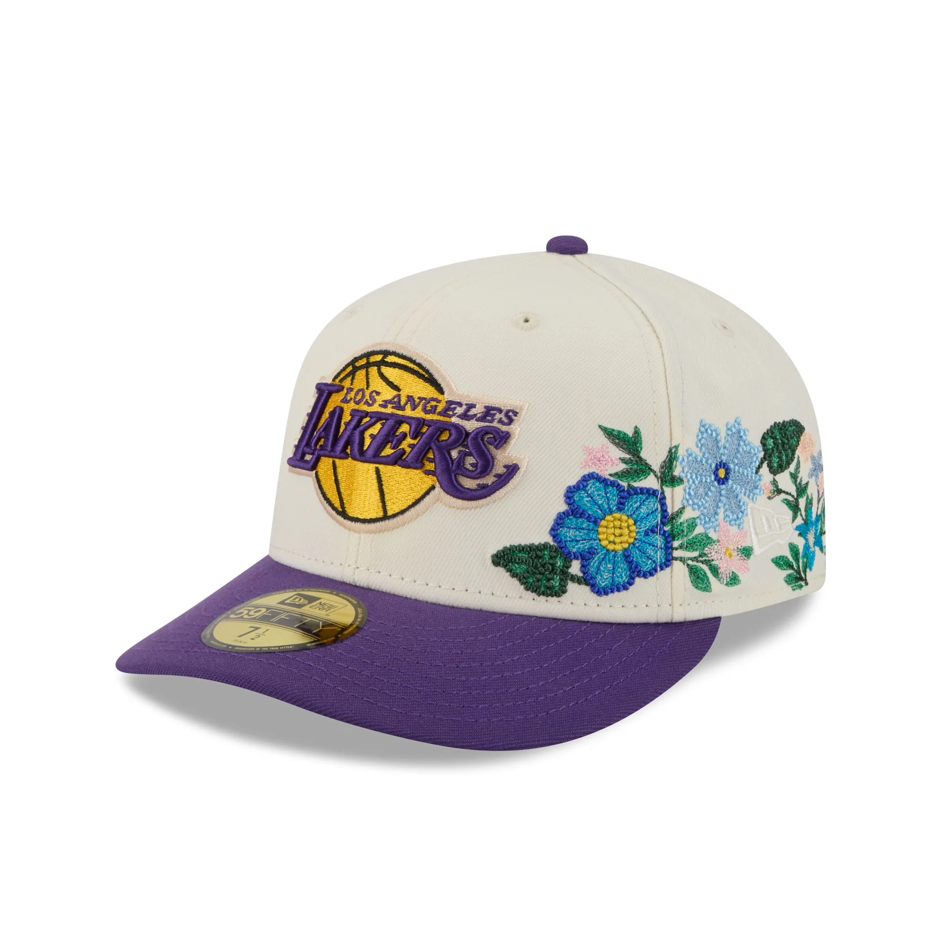 Los Angeles Lakers Tonal Florals White 59FIFTY Fitted Hat