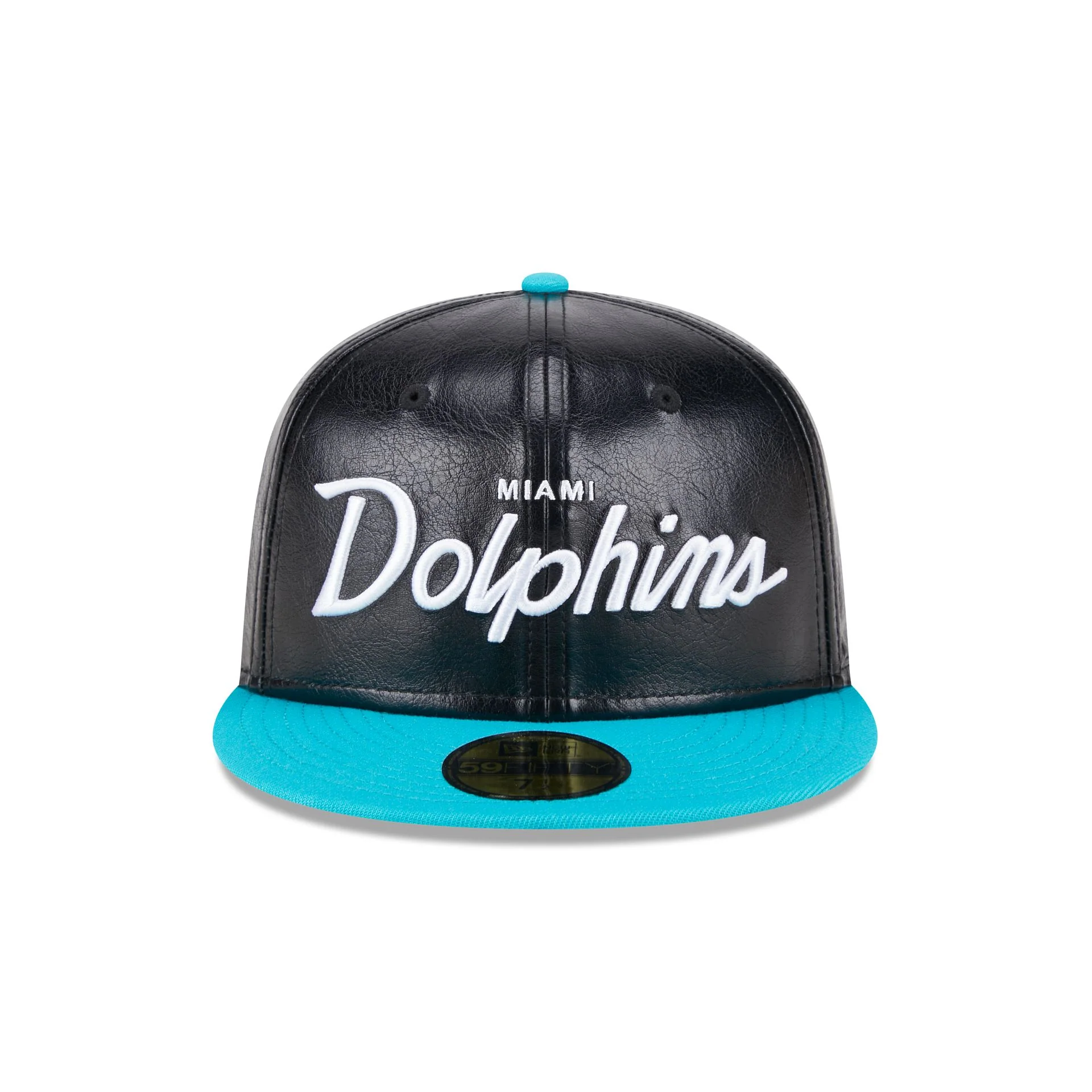 Miami Dolphins Faux Leather Crown 59FIFTY Fitted Hat