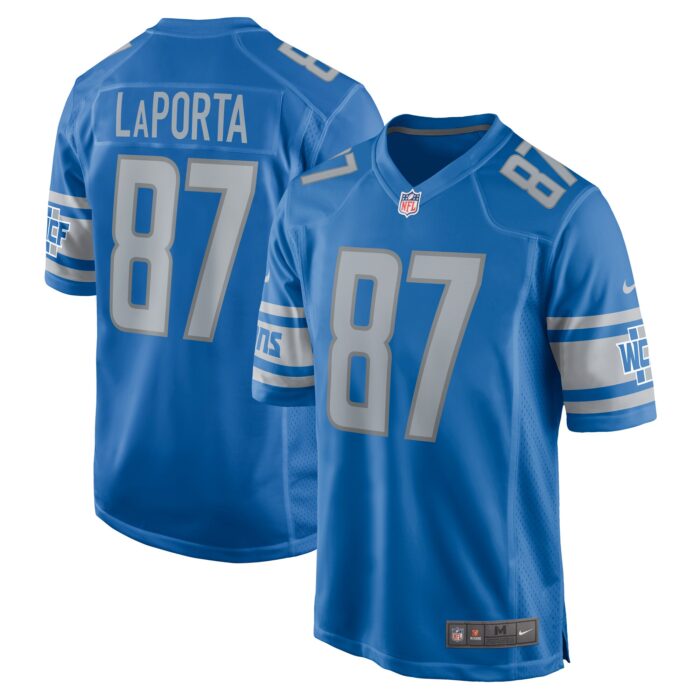 Men’s Detroit Lions Sam LaPorta Nike Blue Team Game Jersey