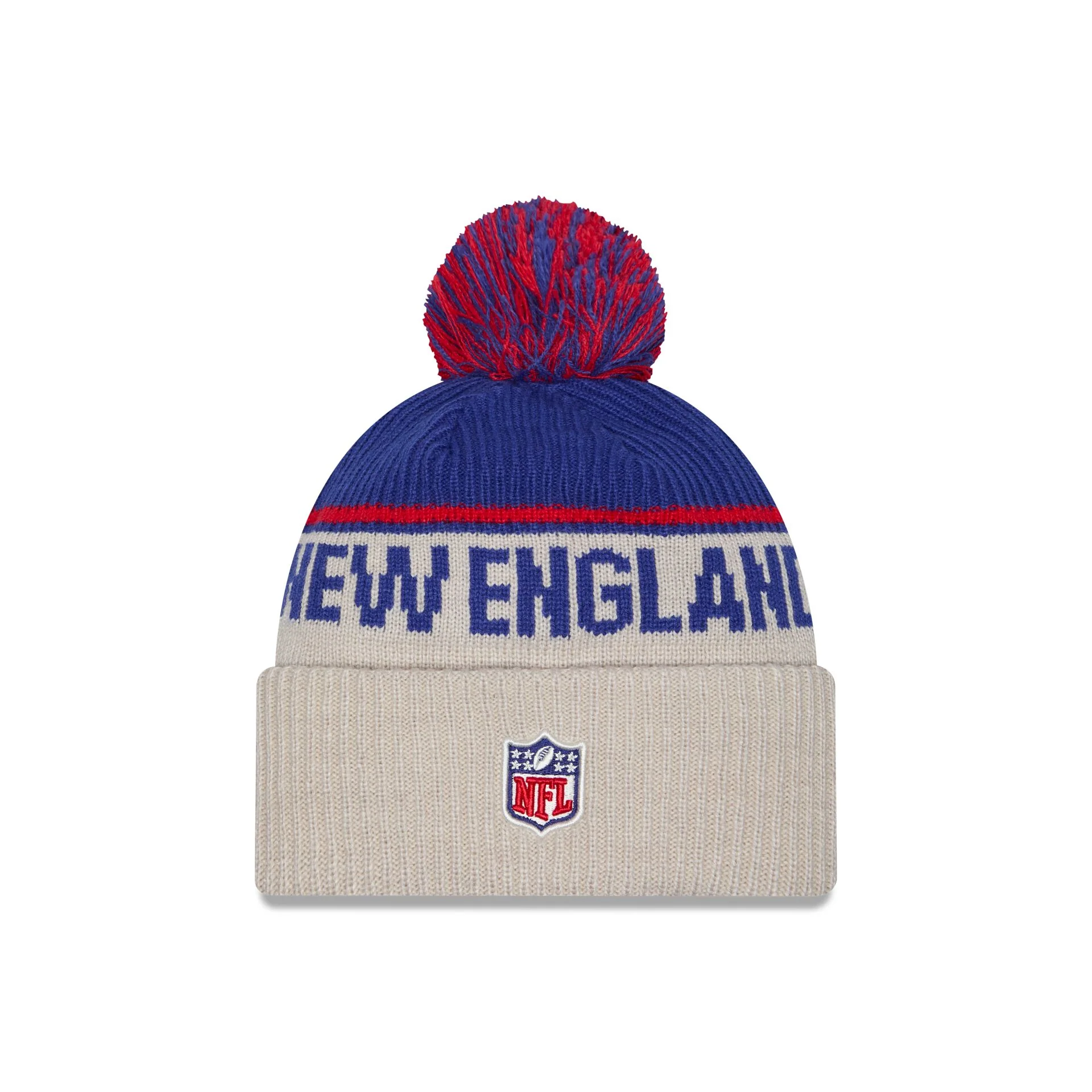 New England Patriots 2024 Cold Weather Historic Pom Knit Hat