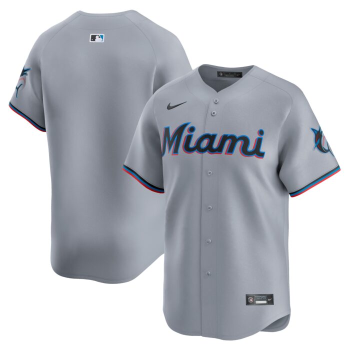 Men’s Miami Marlins  Nike Gray Road Limited Jersey