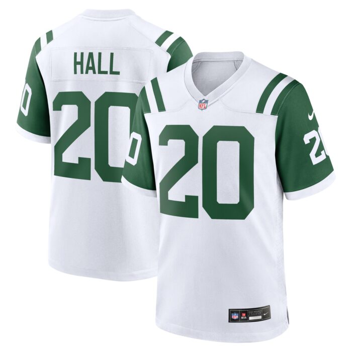 Men’s New York Jets Breece Hall Nike White Classic Alternate Game Jersey