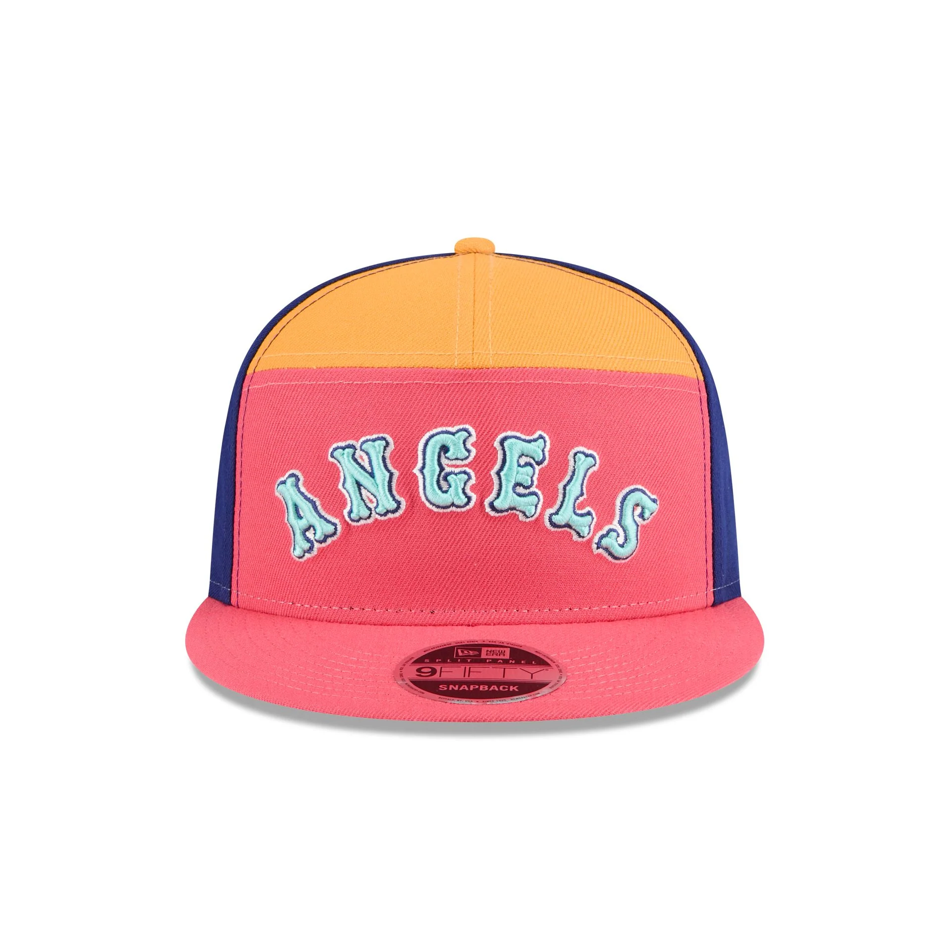 Los Angeles Angels Coral Split Panel 9FIFTY Snapback Hat