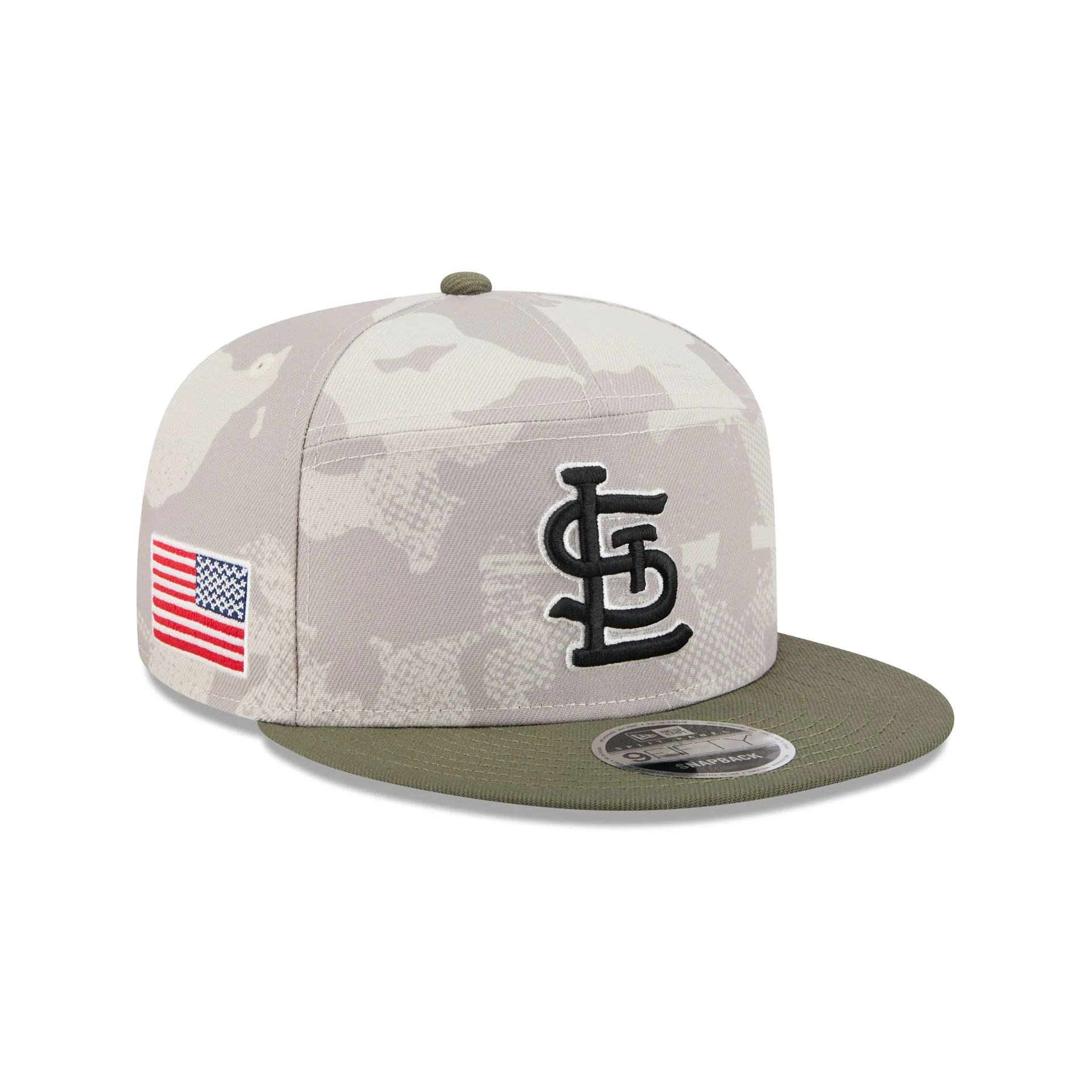 St. Louis Cardinals Armed Forces Day 2025 Split Panel 9FIFTY Snapback Hat