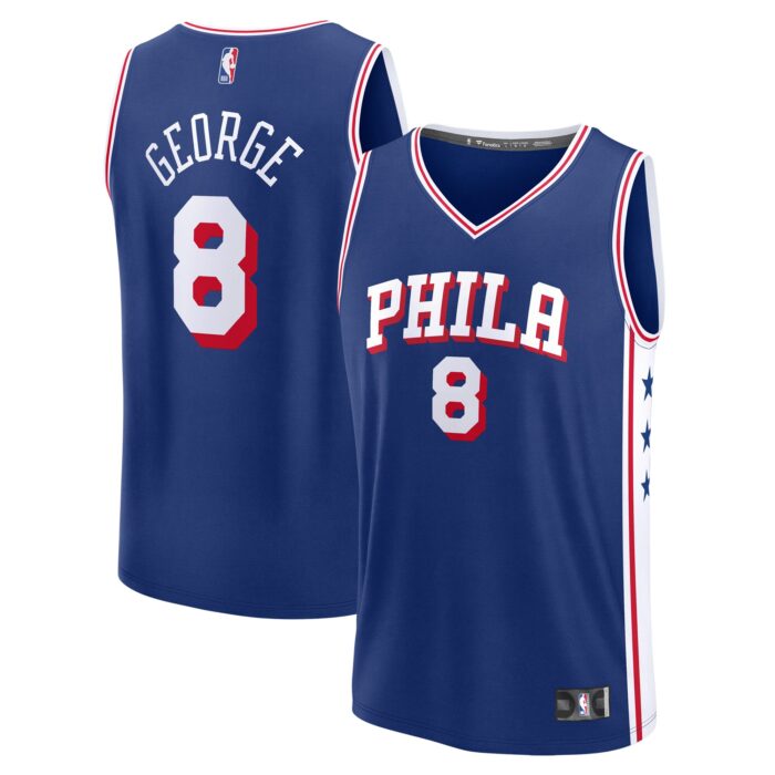 Men’s Philadelphia 76ers Paul George Fanatics Royal Fast Break Replica Player Jersey – Icon Edition