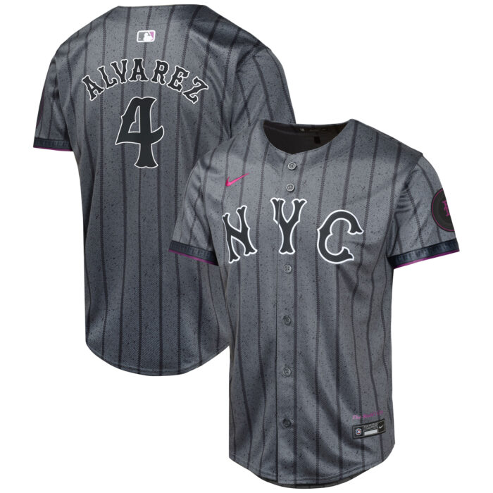 Youth New York Mets Francisco Alvarez Nike Graphite 2024 City Connect Limited Player Jersey
