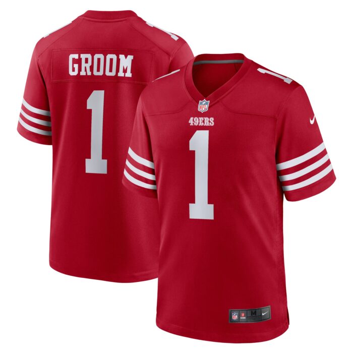Men’s San Francisco 49ers Number 1 Groom Nike Scarlet Game Jersey