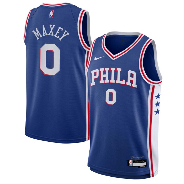 Youth Philadelphia 76ers Tyrese Maxey Nike Royal Swingman Jersey – Icon Edition