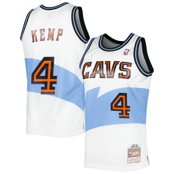 Men’s Cleveland Cavaliers Shawn Kemp Mitchell & Ness White Hardwood Classics Swingman Jersey