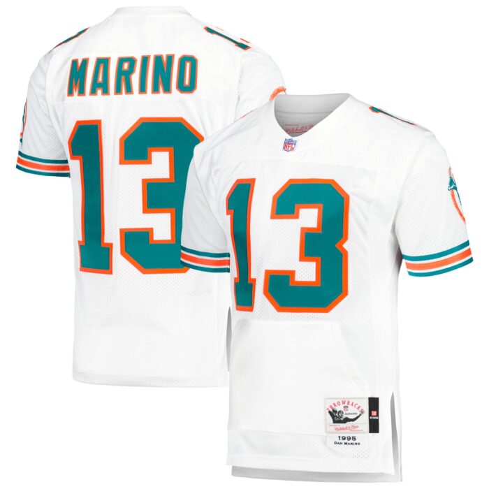 Men’s Miami Dolphins 1995 Dan Marino Mitchell & Ness White Authentic Throwback Retired Player Pocket Jersey