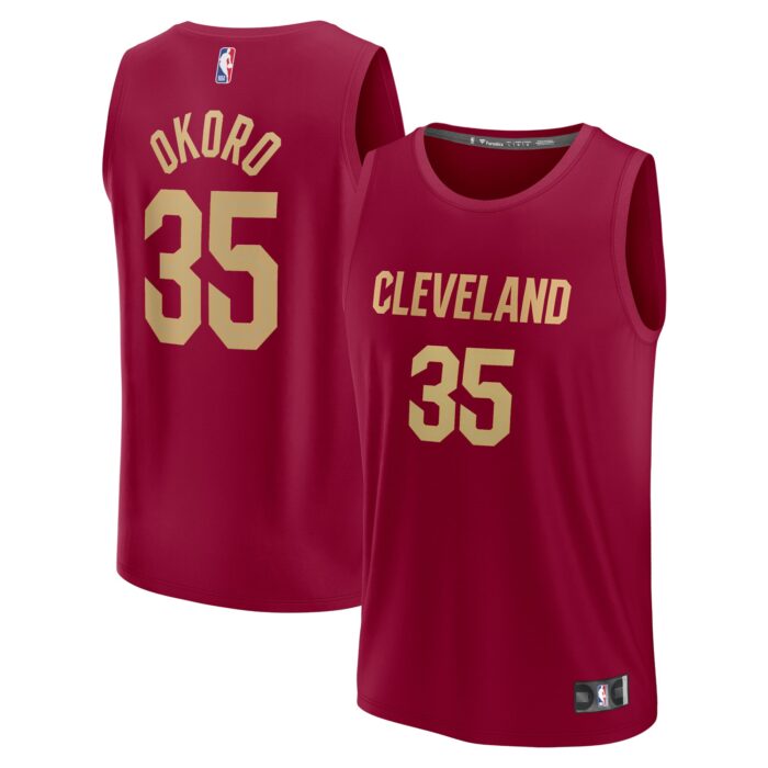 Men’s Cleveland Cavaliers Isaac Okoro Fanatics Wine Fast Break Replica Jersey – Icon Edition