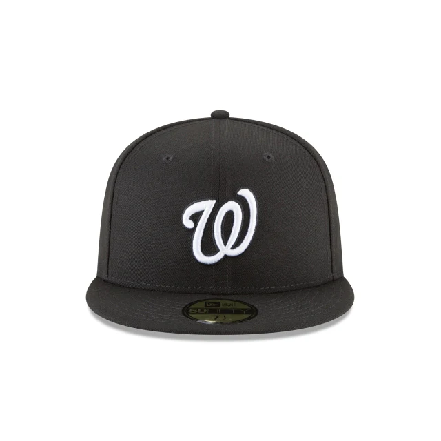 Washington Nationals Black and White Basic 59FIFTY Fitted Hat
