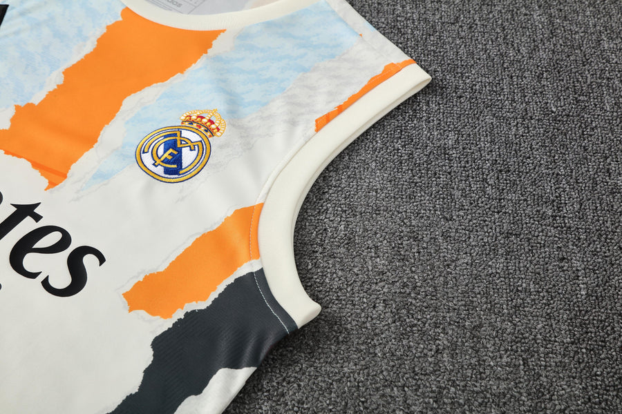 Kit Tank Top + Shorts Real Madrid White/Black/Orange Training 25/26