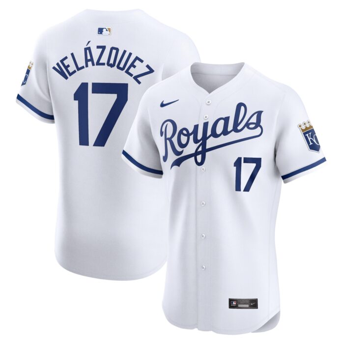 Men’s Kansas City Royals Nelson Velazquez Nike White Home Elite Player Jersey