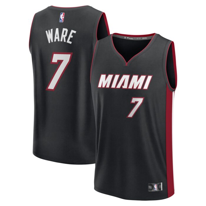 Youth Miami Heat Kel’el Ware Fanatics Black Fast Break Replica Player Jersey – Icon Edition