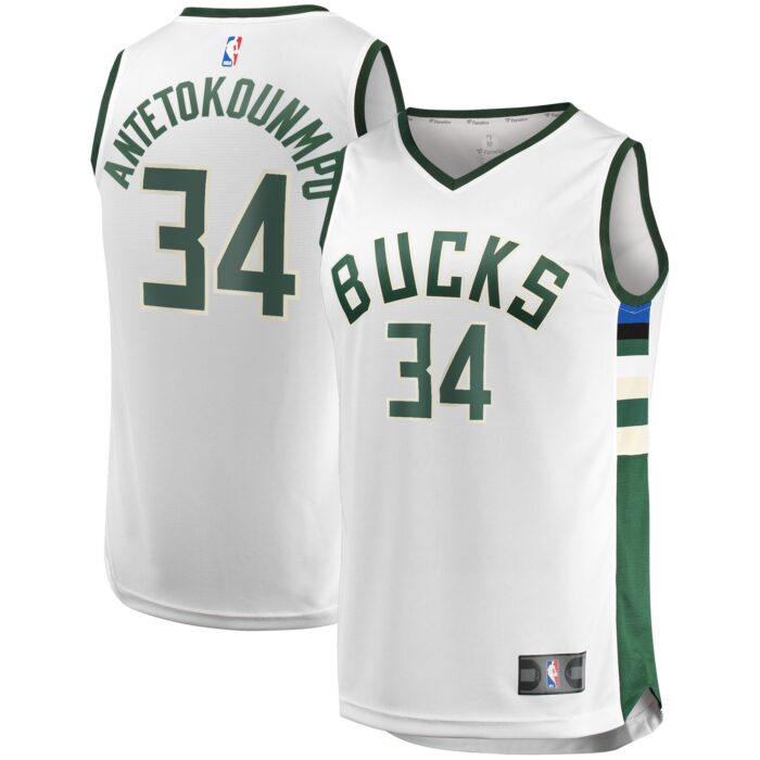 Men’s Milwaukee Bucks Giannis Antetokounmpo Fanatics White Fast Break Replica Player Jersey – Association Edition