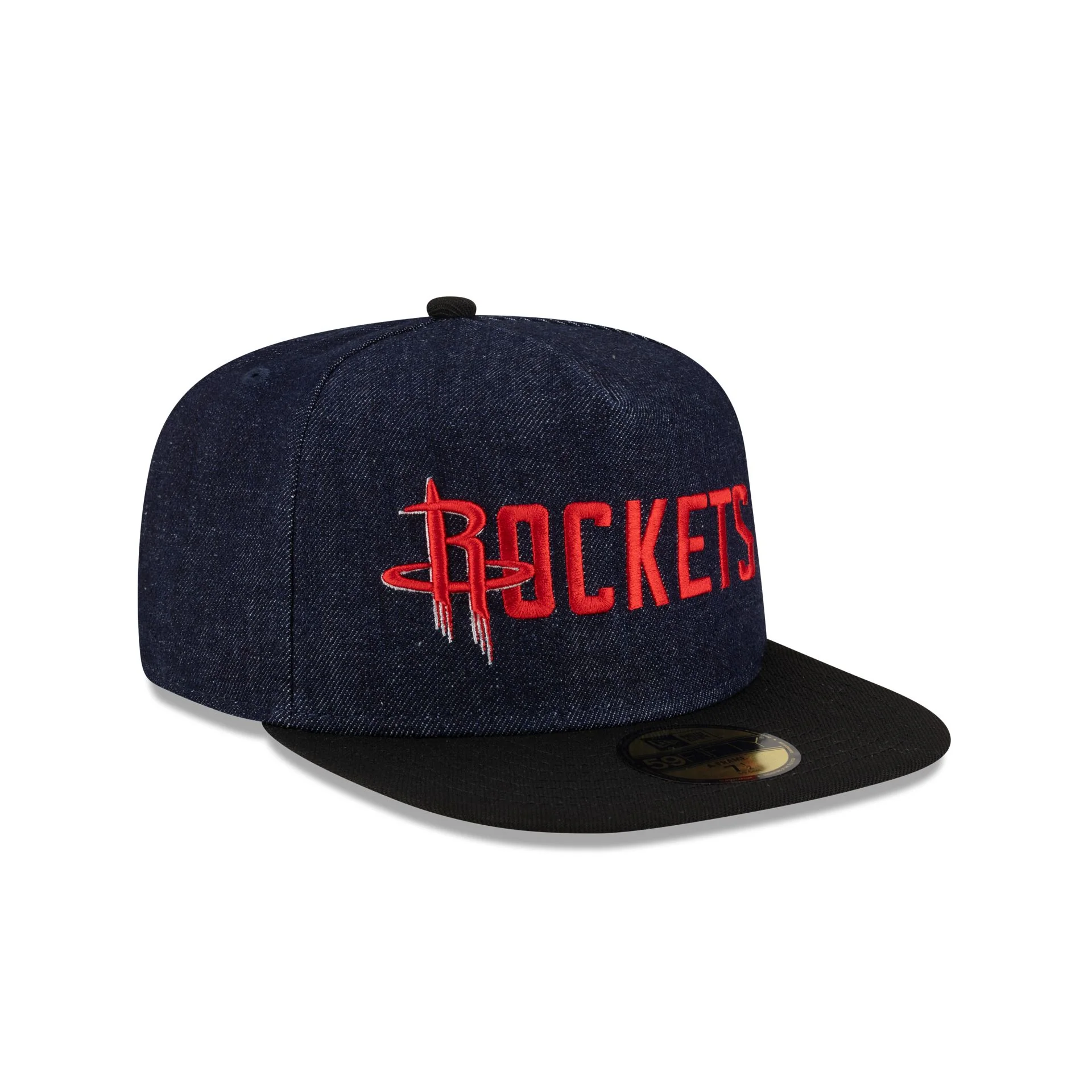 Houston Rockets Navy Denim 59FIFTY A-Frame Fitted Hat