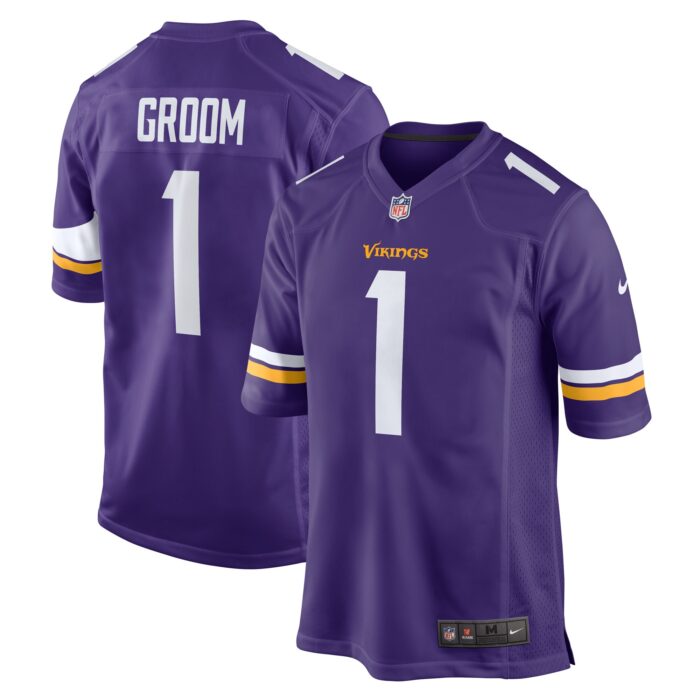 Men’s Minnesota Vikings Number 1 Groom Nike Purple Game Jersey