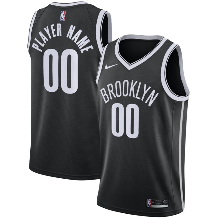 Men’s Brooklyn Nets Nike Black Swingman Custom Jersey – Icon Edition