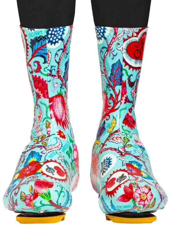 Secret Garden Cycling Shoe Covers- Aqua