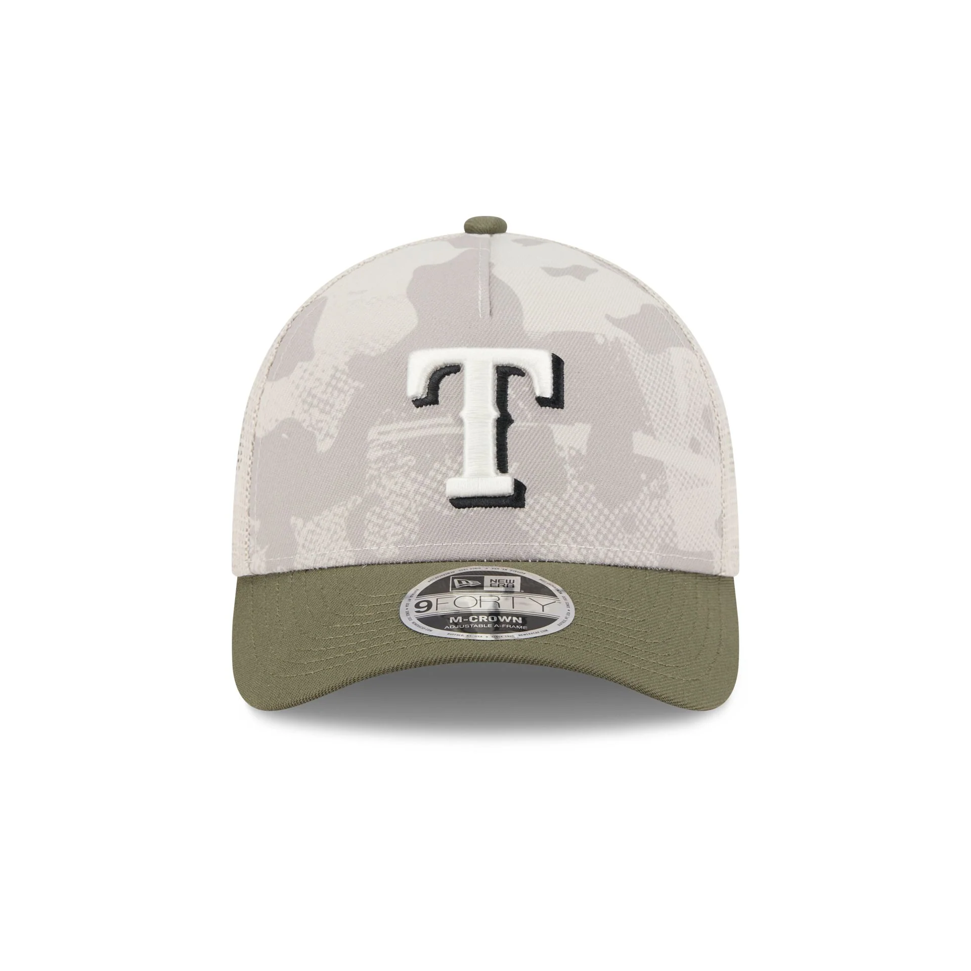 Texas Rangers Armed Forces Day 2025 9FORTY M-Crown A-Frame Trucker Hat