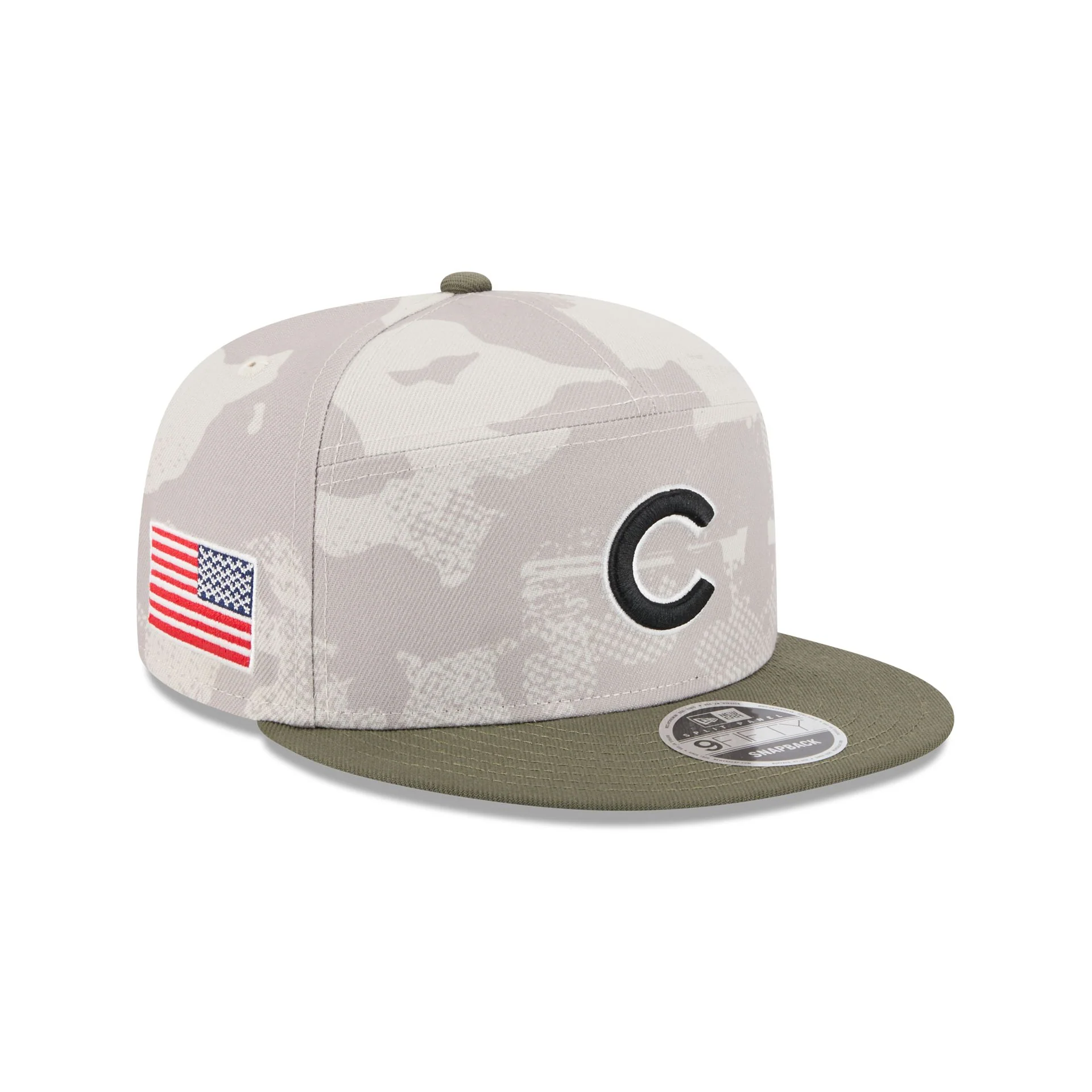 Chicago Cubs Armed Forces Day 2025 Split Panel 9FIFTY Snapback Hat