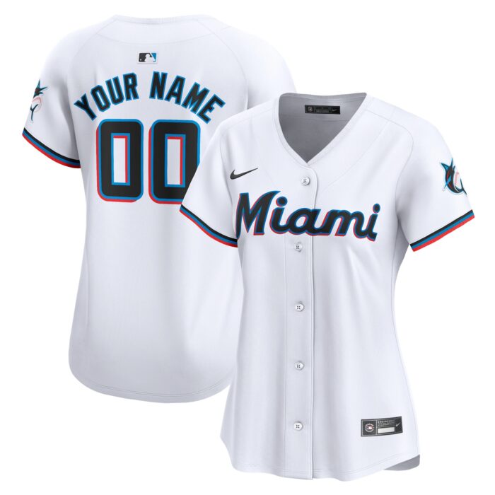 Women’s Miami Marlins Nike White Home Limited Custom Jersey