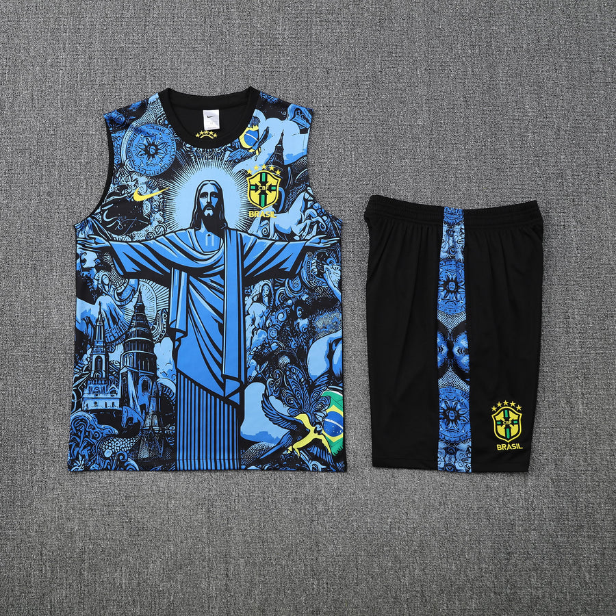 Kit Tank Top + Shorts Brazil Christ the Redeemer Blue Training 25/26