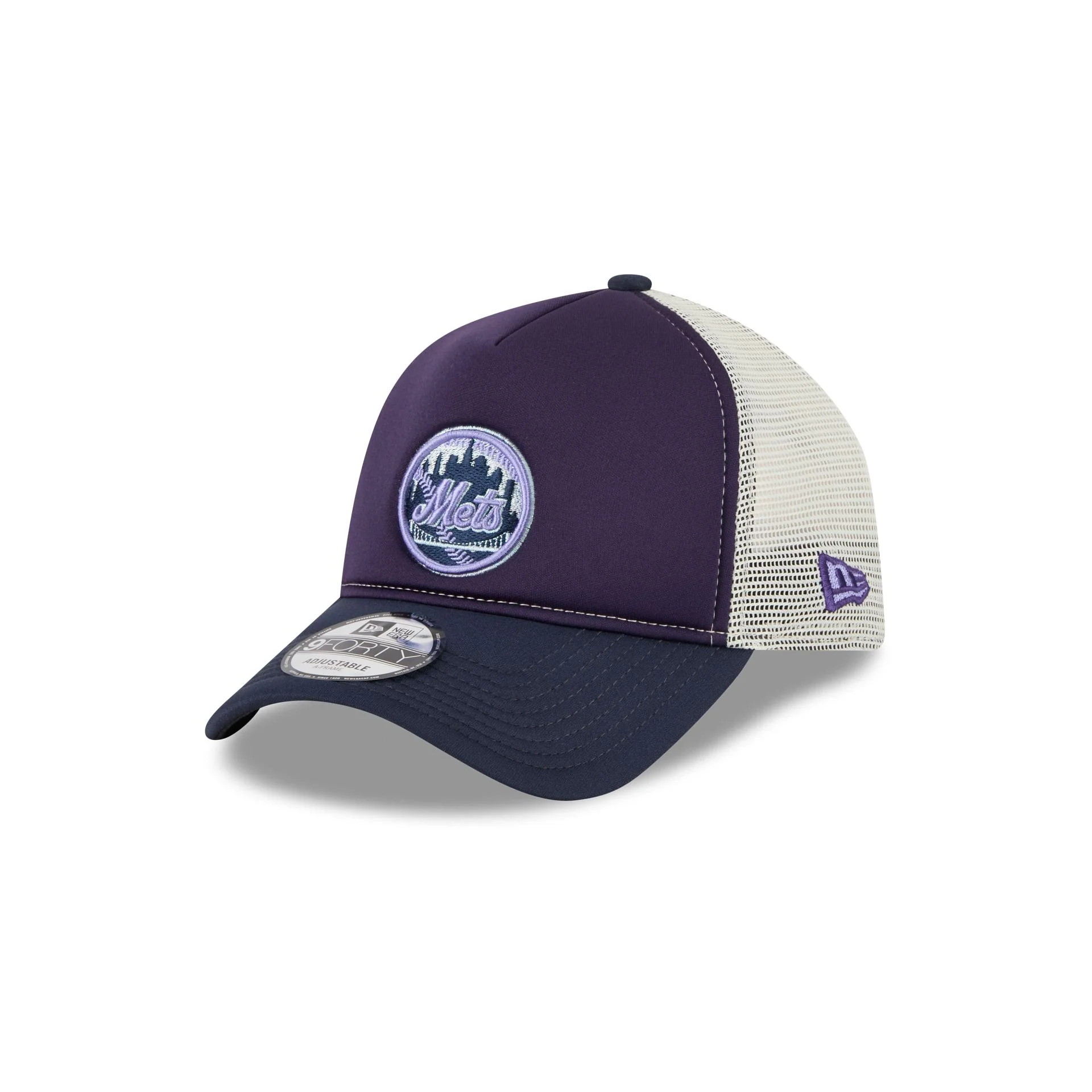New York Mets Navy Purple 9FORTY A-Frame Trucker Hat