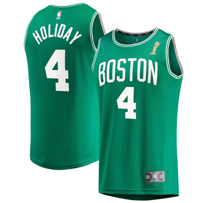 Youth Boston Celtics Jrue Holiday Fanatics Kelly Green 2024 NBA Finals Champions Fast Break Replica Player Jersey – Icon Edition
