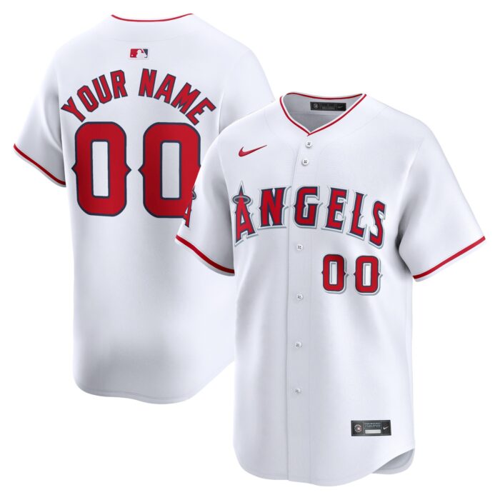 Men’s Los Angeles Angels Nike White Home Limited Custom Jersey