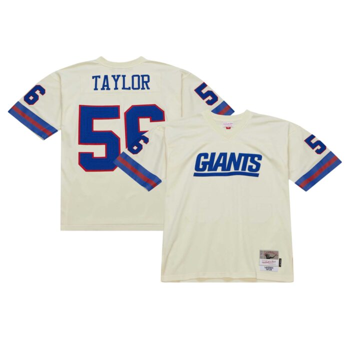 Men’s New York Giants Lawrence Taylor Mitchell & Ness Cream Chainstitch Legacy Jersey