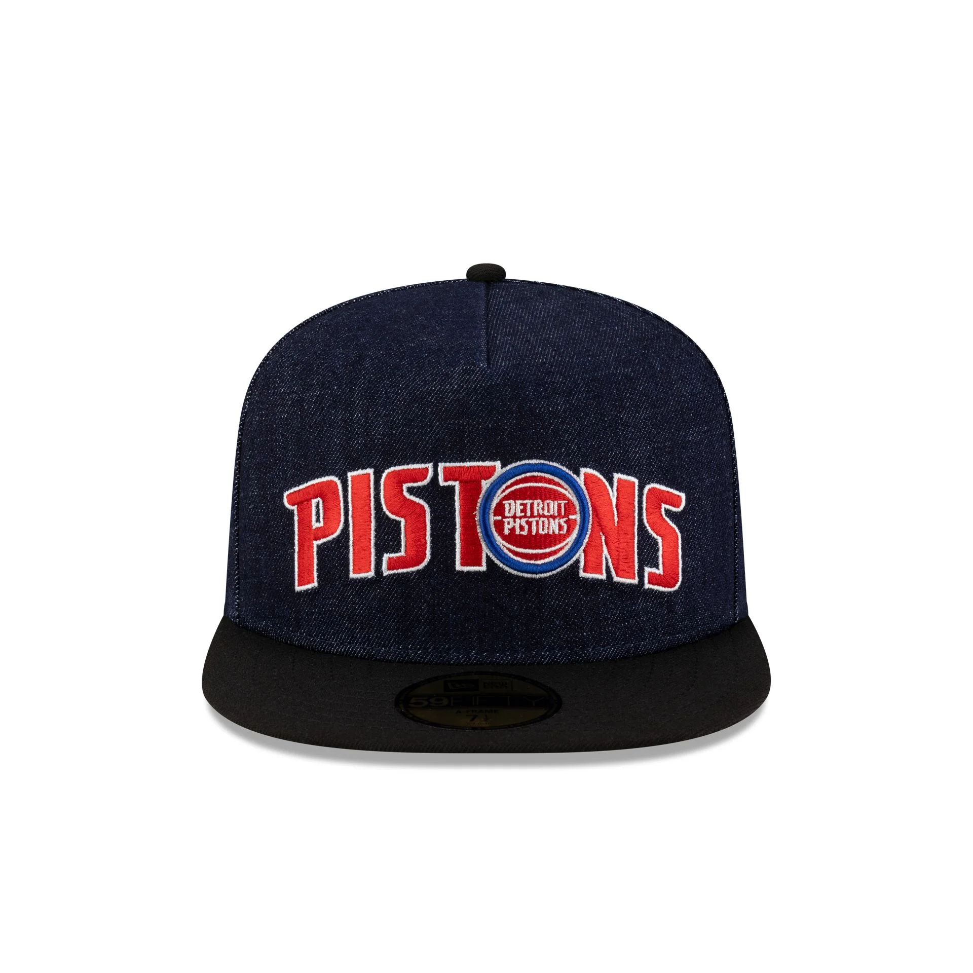 Detroit Pistons Navy Denim 59FIFTY A-Frame Fitted Hat