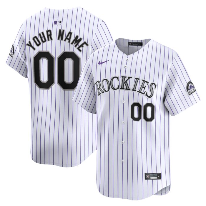 Men’s Colorado Rockies Nike White Home Limited Custom Jersey