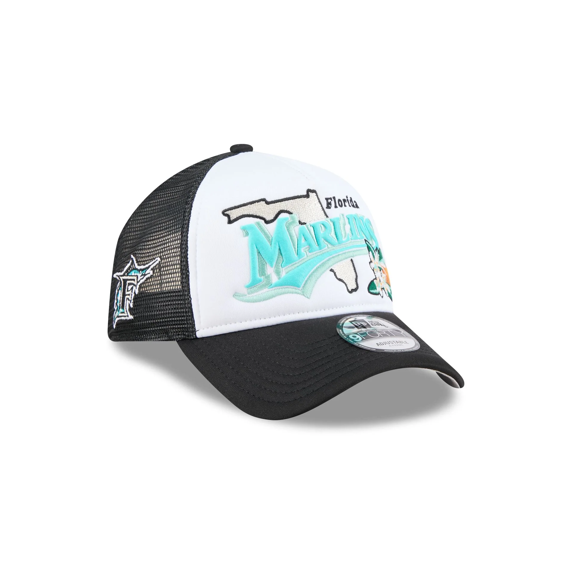 Miami Marlins State Flower 9FORTY A-Frame Trucker Hat