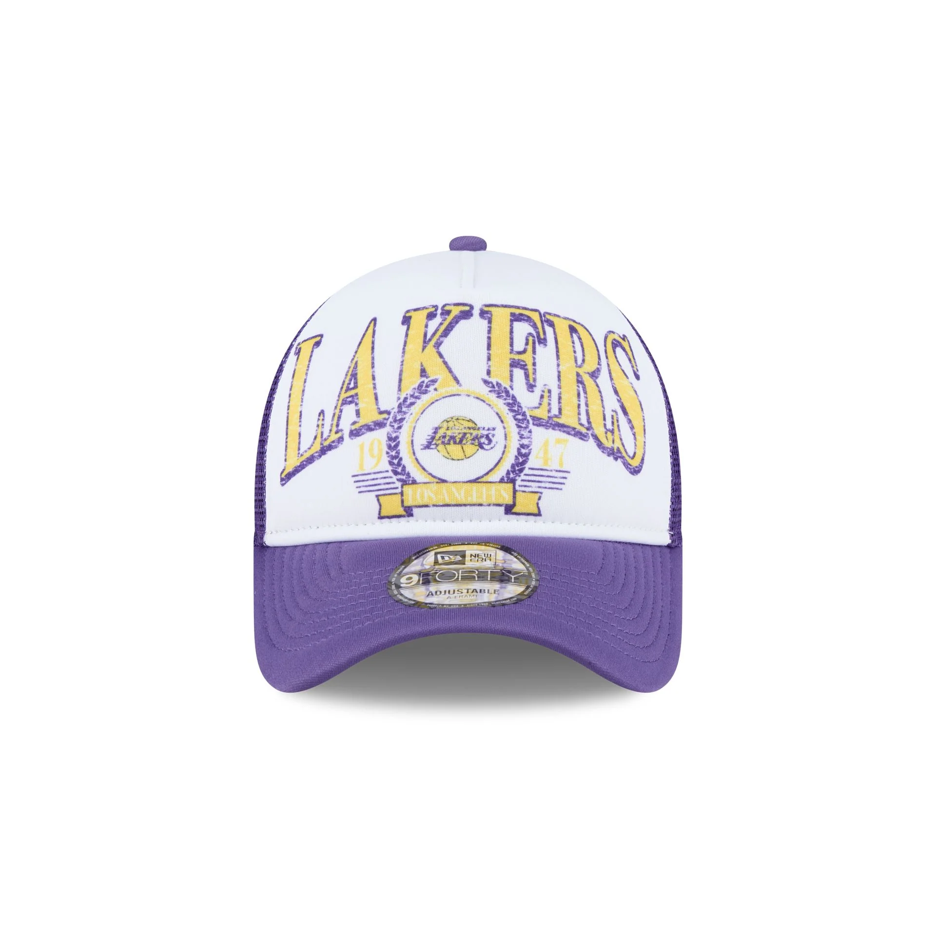Los Angeles Lakers Distressed 9FORTY A-Frame Trucker Hat