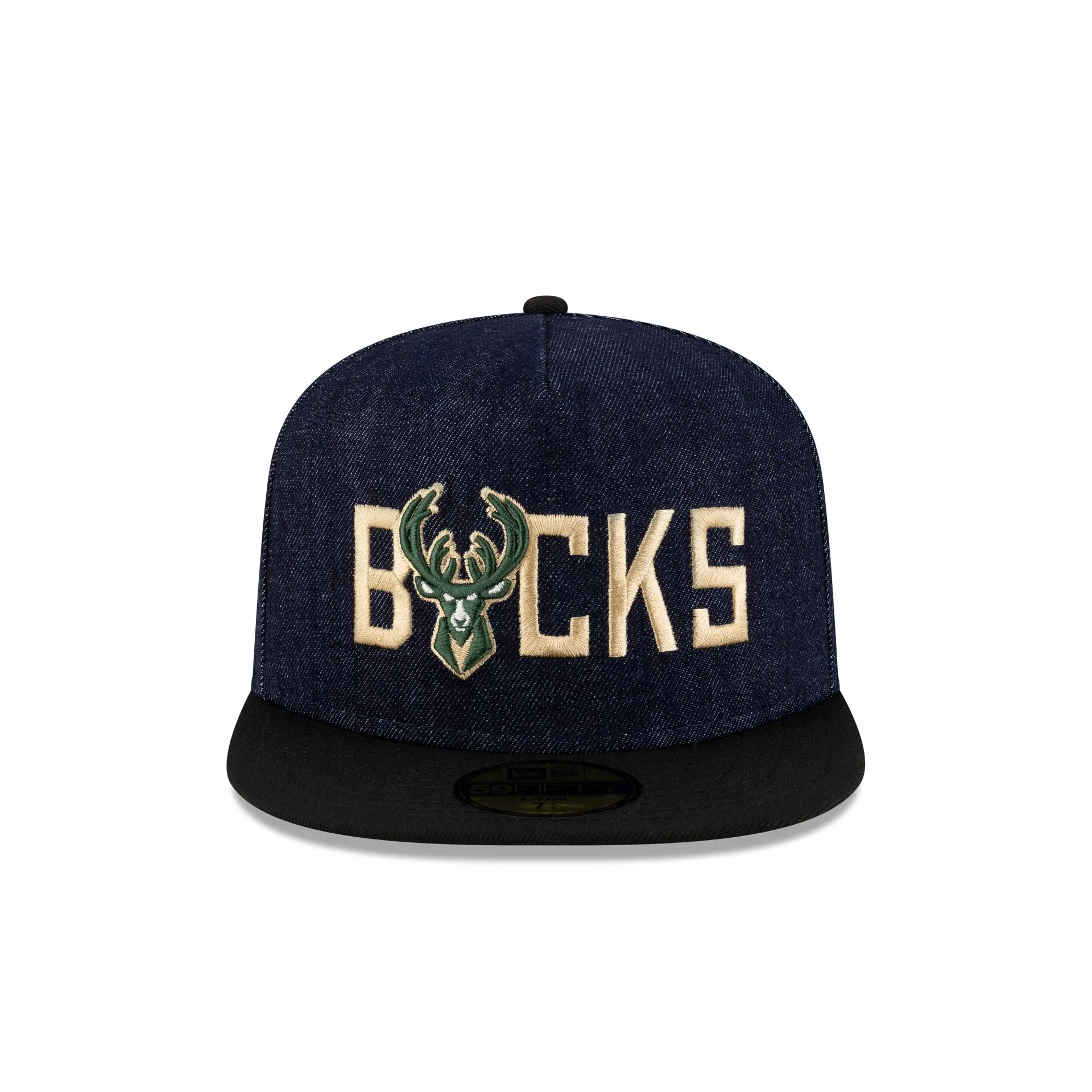 Milwaukee Bucks Navy Denim 59FIFTY A-Frame Fitted Hat