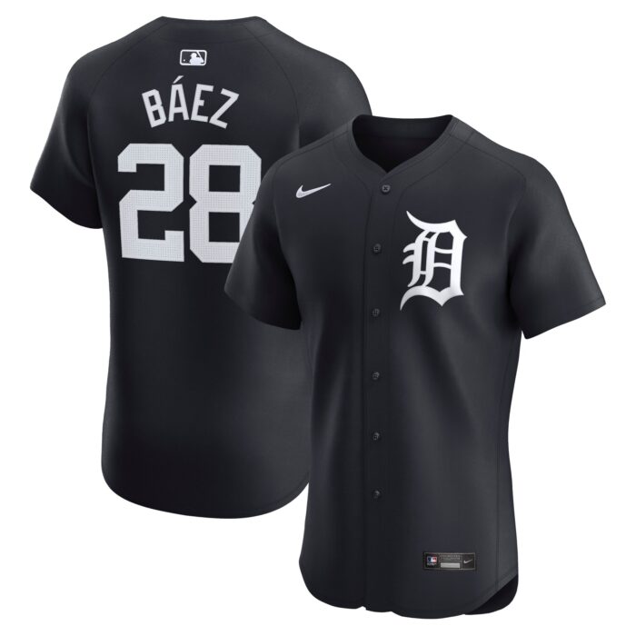 Men’s Detroit Tigers Javier Baez Nike Navy Alternate Elite Player Jersey