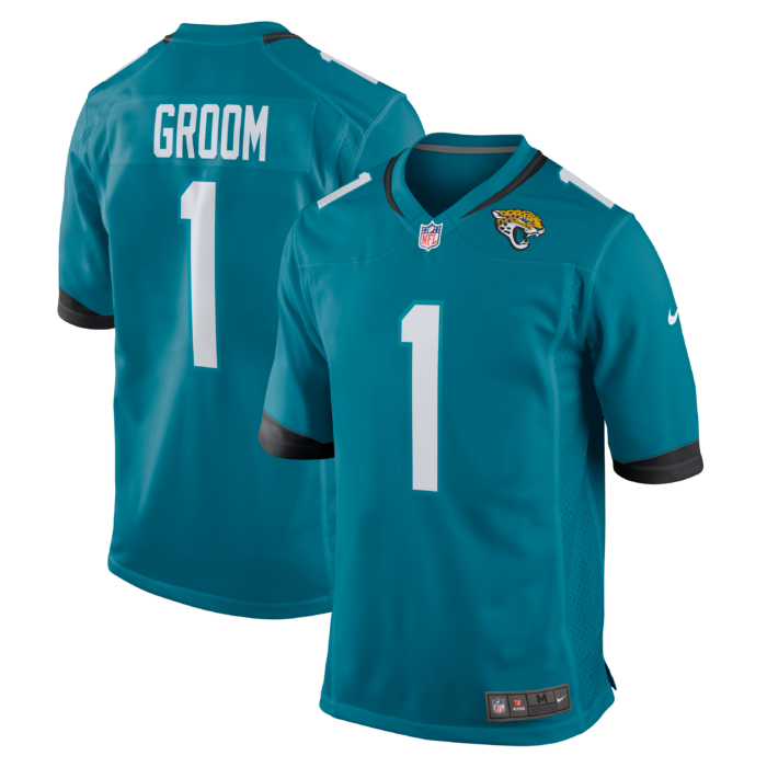 Men’s Jacksonville Jaguars Number 1 Groom Nike Teal Game Jersey