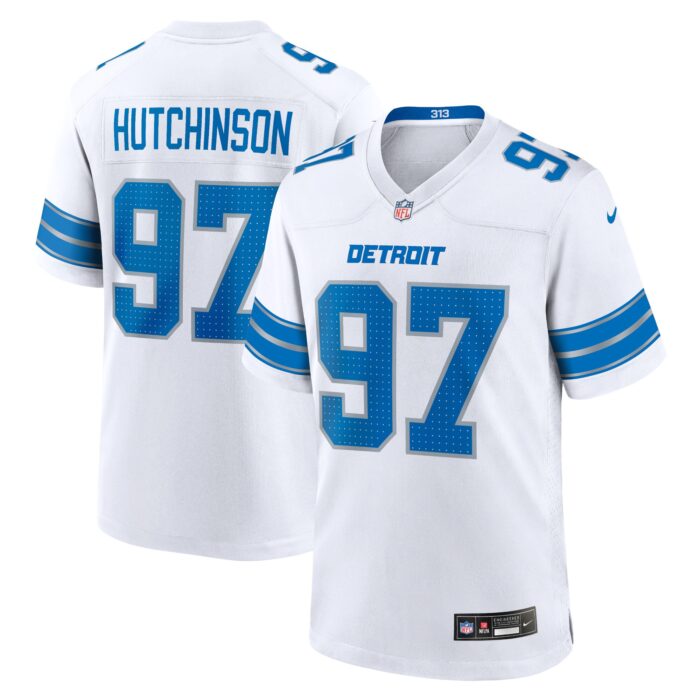 Men’s Detroit Lions Aidan Hutchinson Nike White Game Jersey